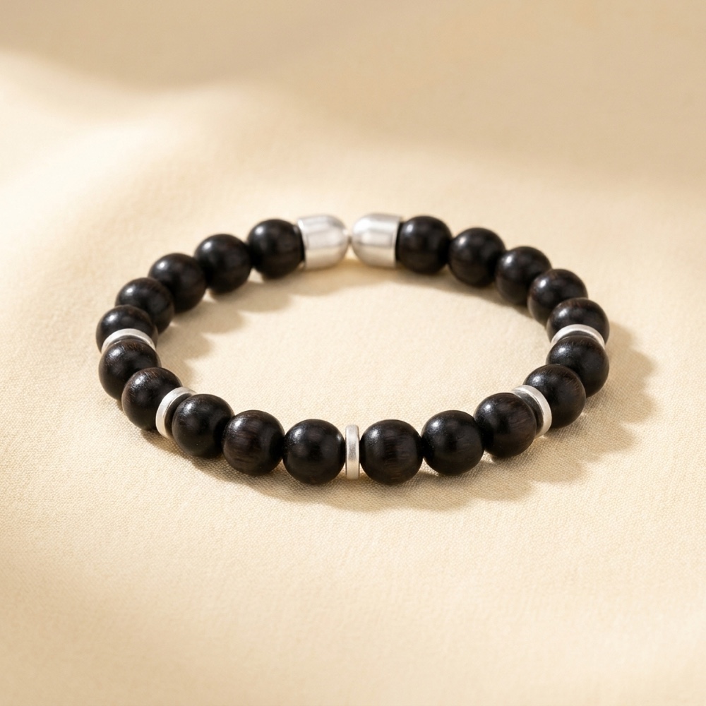 Karungali Bracelet with Silver Capping